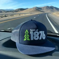 Spirit Apparel Spirit Of 1876 Logo Flatbill Trucker Hat W/ Topo Lines