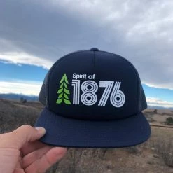 Spirit Apparel Spirit Of 1876 Logo Flatbill Trucker Hat W/ Topo Lines