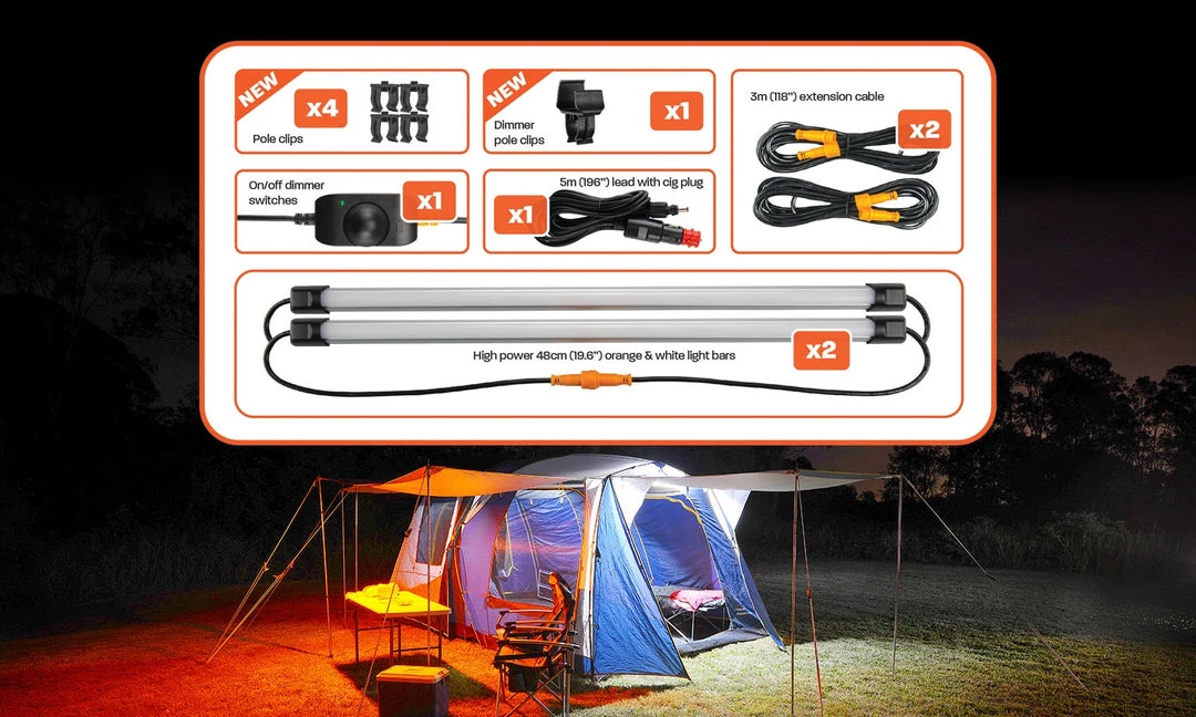 HardKorr Multi-Pack Orange/White LED Camping Light Bar Kit With Diffuser Camp Gear 3 HardKorr Multi-Pack Orange/White LED Camping Light Bar Kit With Diffuser Camp Gear
