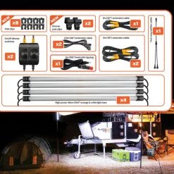 HardKorr Multi-Pack Orange/White LED Camping Light Bar Kit With Diffuser Camp Gear