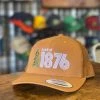 Spirit Apparel Spirit Of 1876 Logo Low Profile Curved Bill Snapback Trucker In Harcartt Brown